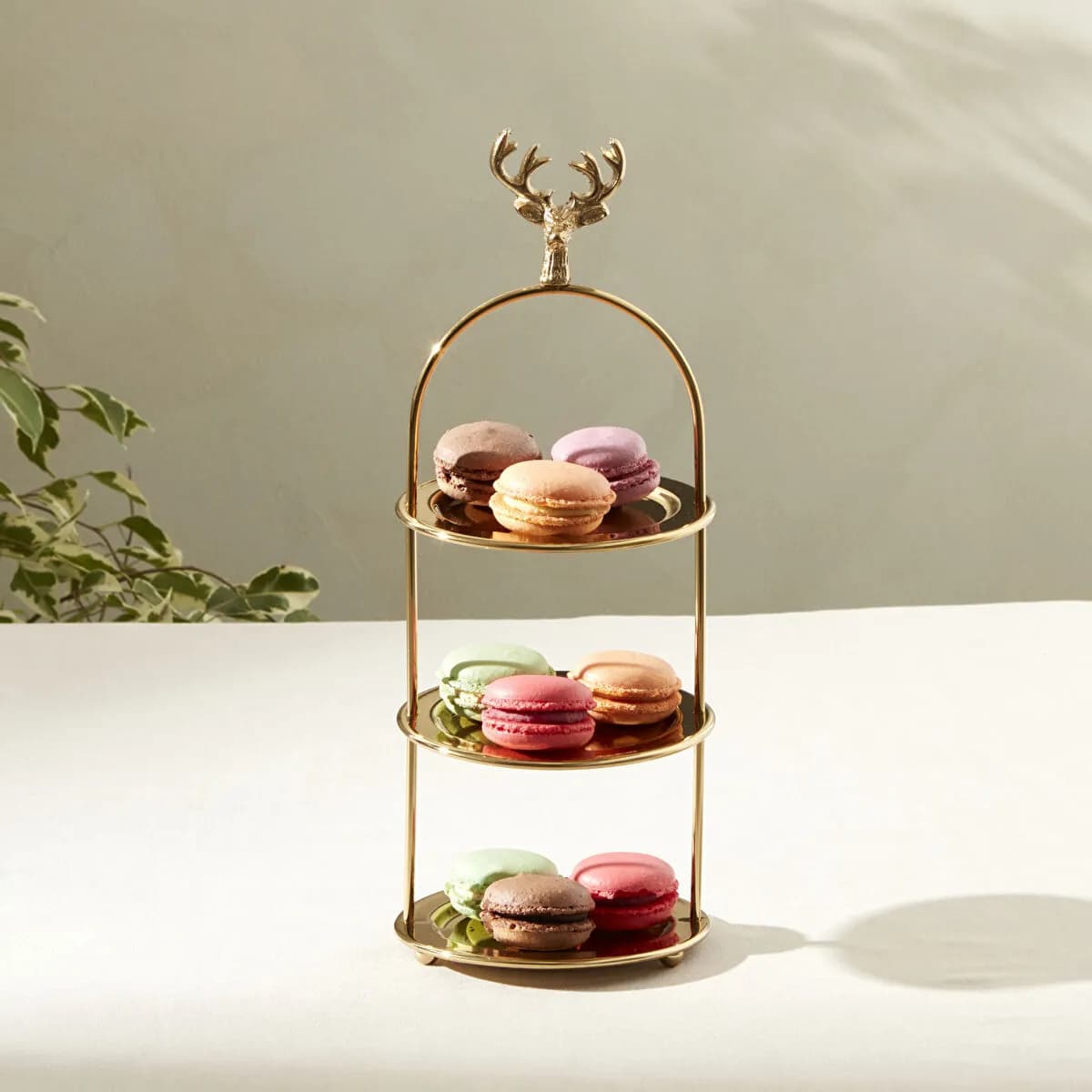 كاراجا هوم وعاء تقديم 3 طوابق 12×12×20 سم ذهبي