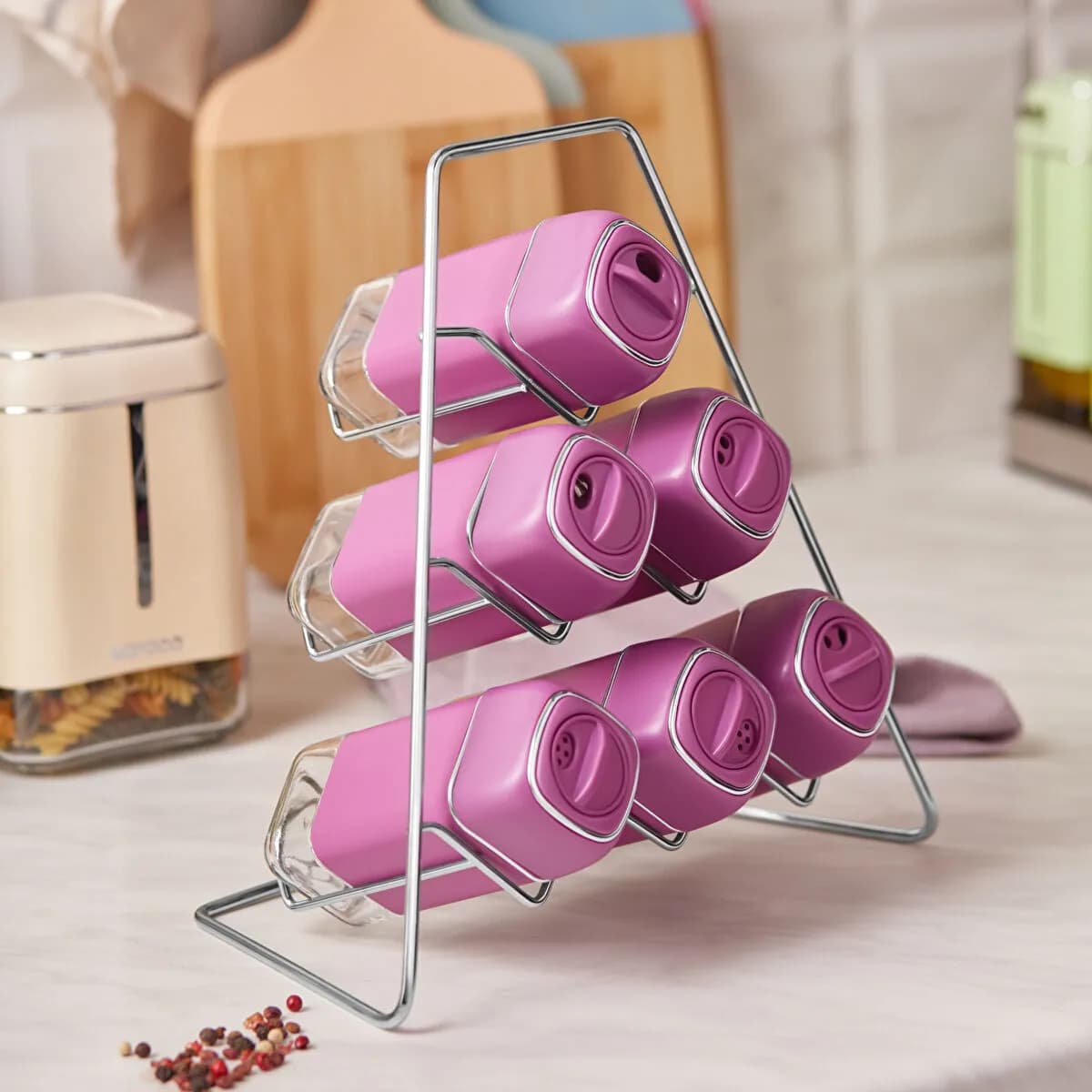 طقم توابل زجاجي مثلث كاراجا هورايزون 7 قطع