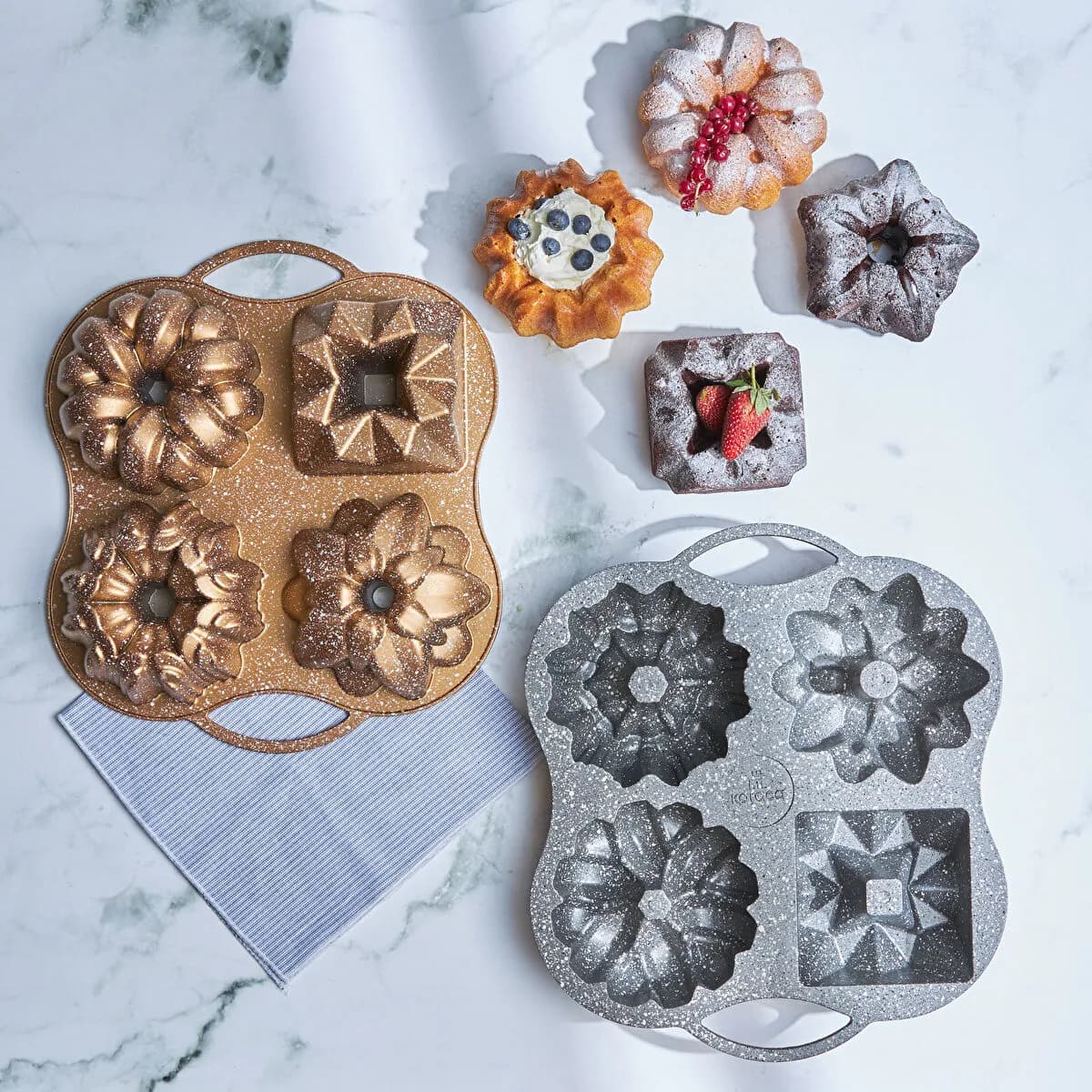 كاراجا طقم قوالب كيك صب كيك برو 4 قطع ذهبي