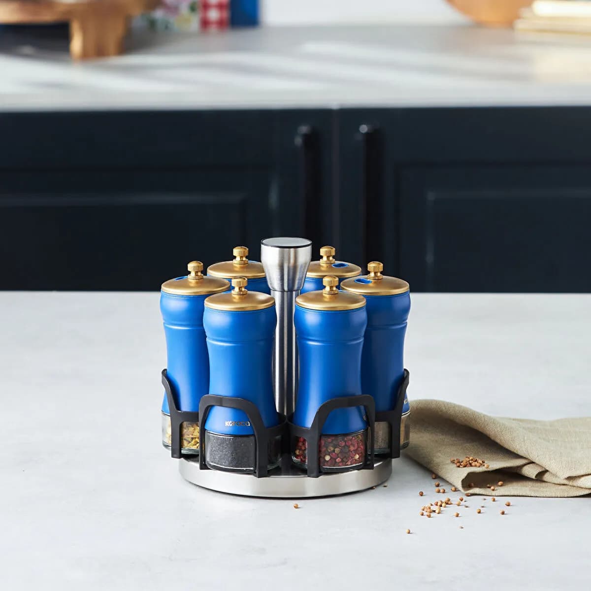 طقم توابل زجاجي دائري كاراجا بلو بيري 7 قطع