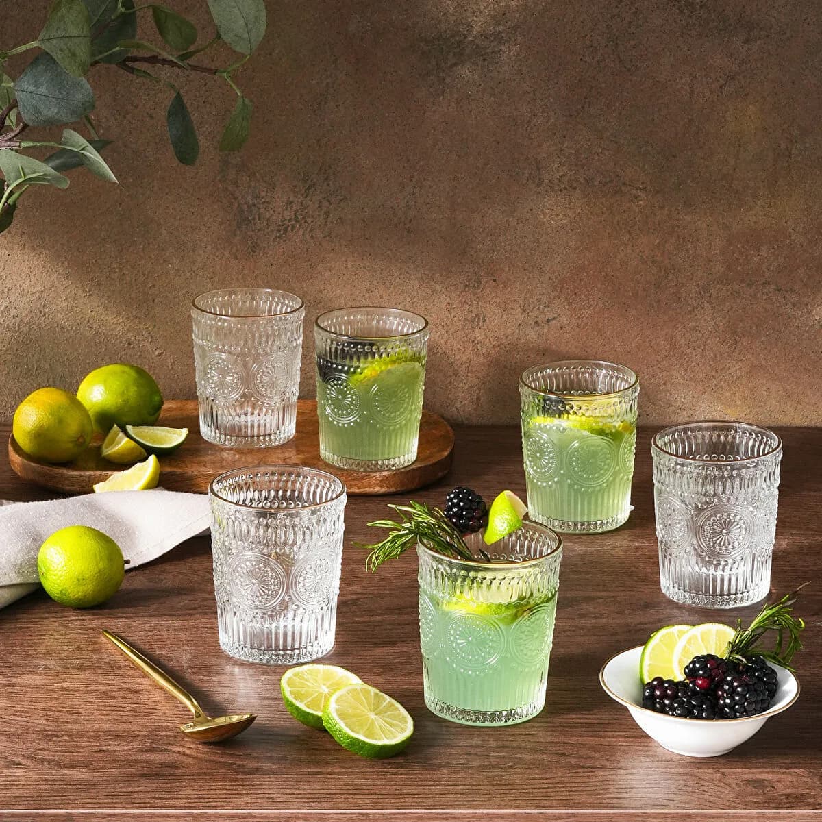 Karaca Sunflower Set of 6 Water Glasses Gold 250 ml