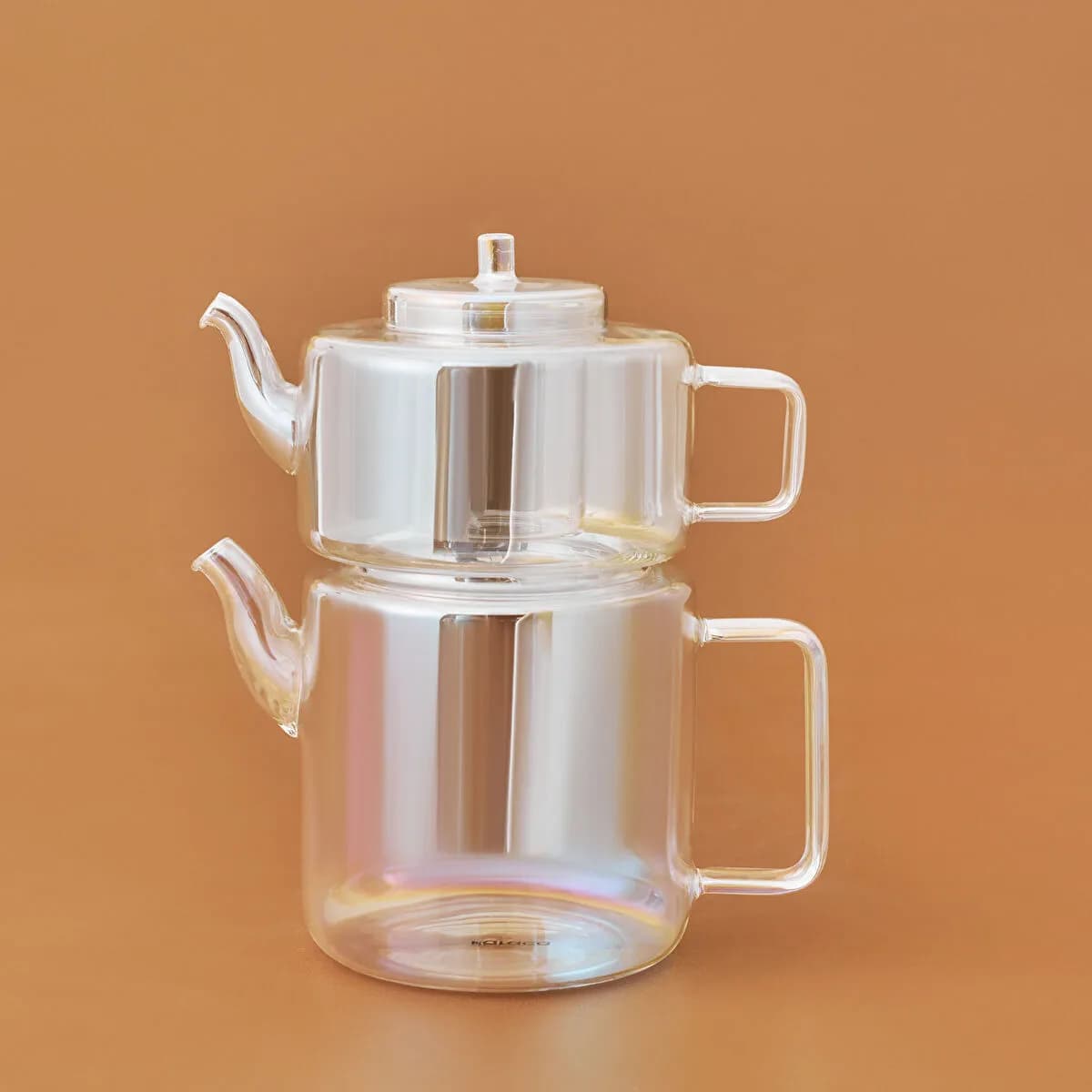 كاراجا فلات إبريق شاي ميدي زجاج بوروسيليكات لامع (لاستر)