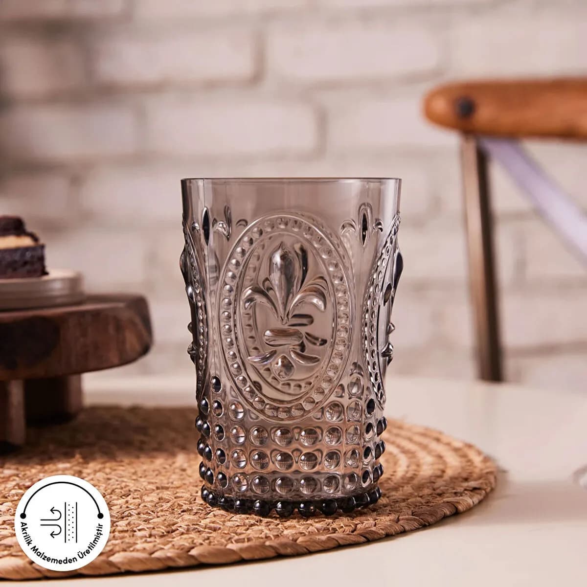 Karaca Moise Water Glass Acrylic 400 Ml Anthracite