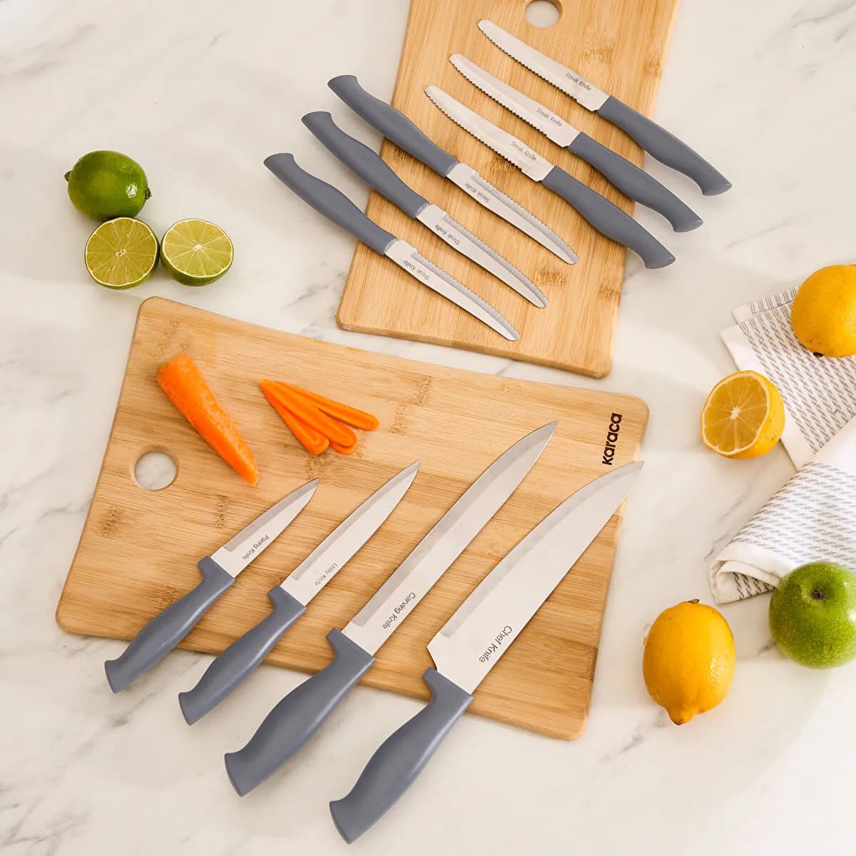 كاراجا أبريكوت سترونج طقم سكاكين 10 قطع رمادي