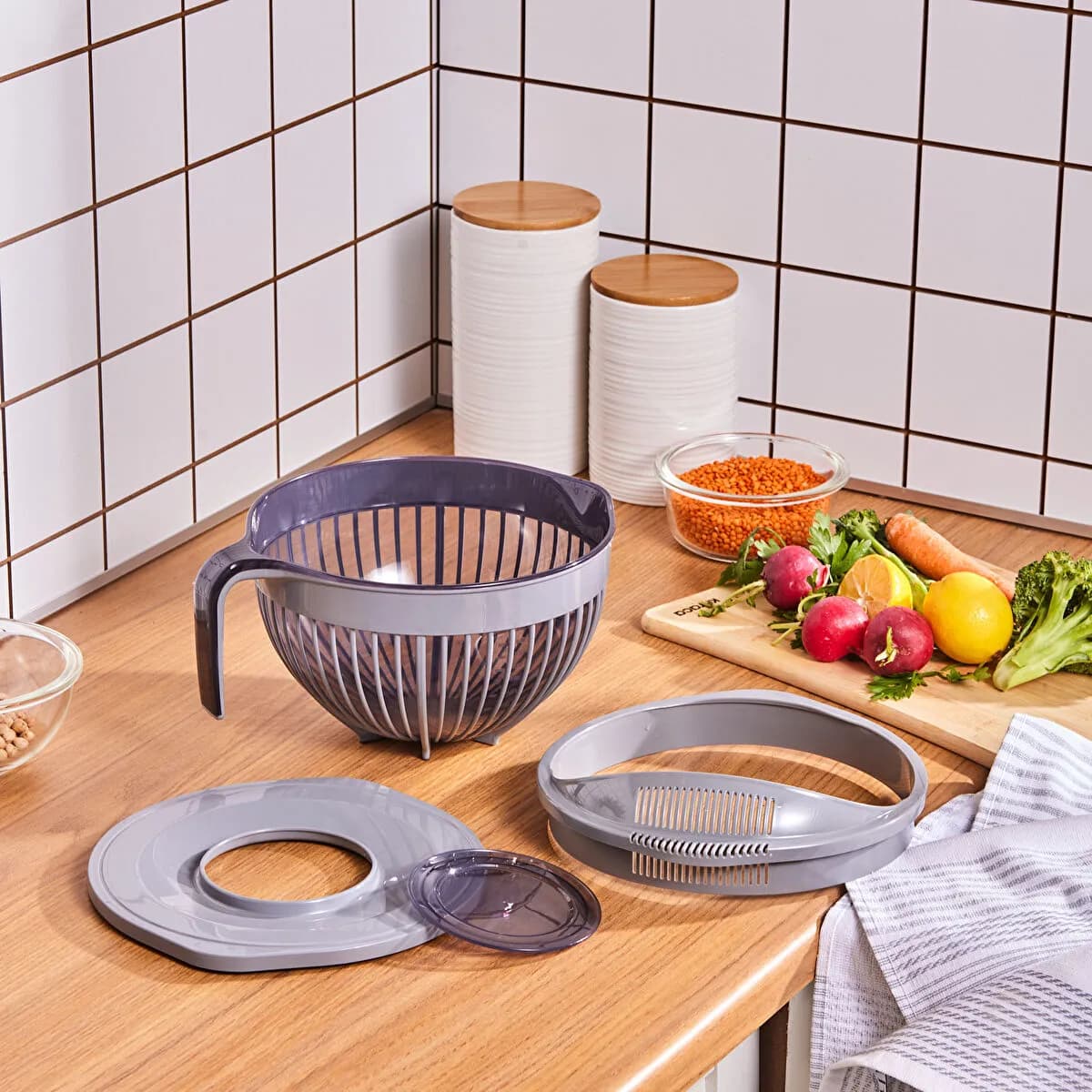 كاراجا طقم وعاء خلط ومصفاة 3 في 1