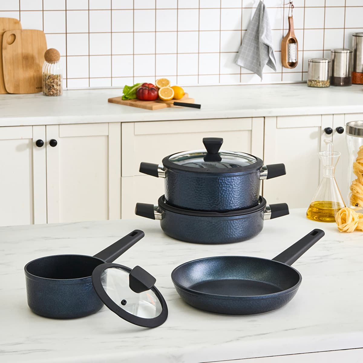 طقم أواني طهي كاراجا بايو دايموند دانتي 7 قطع بقاعدة حث