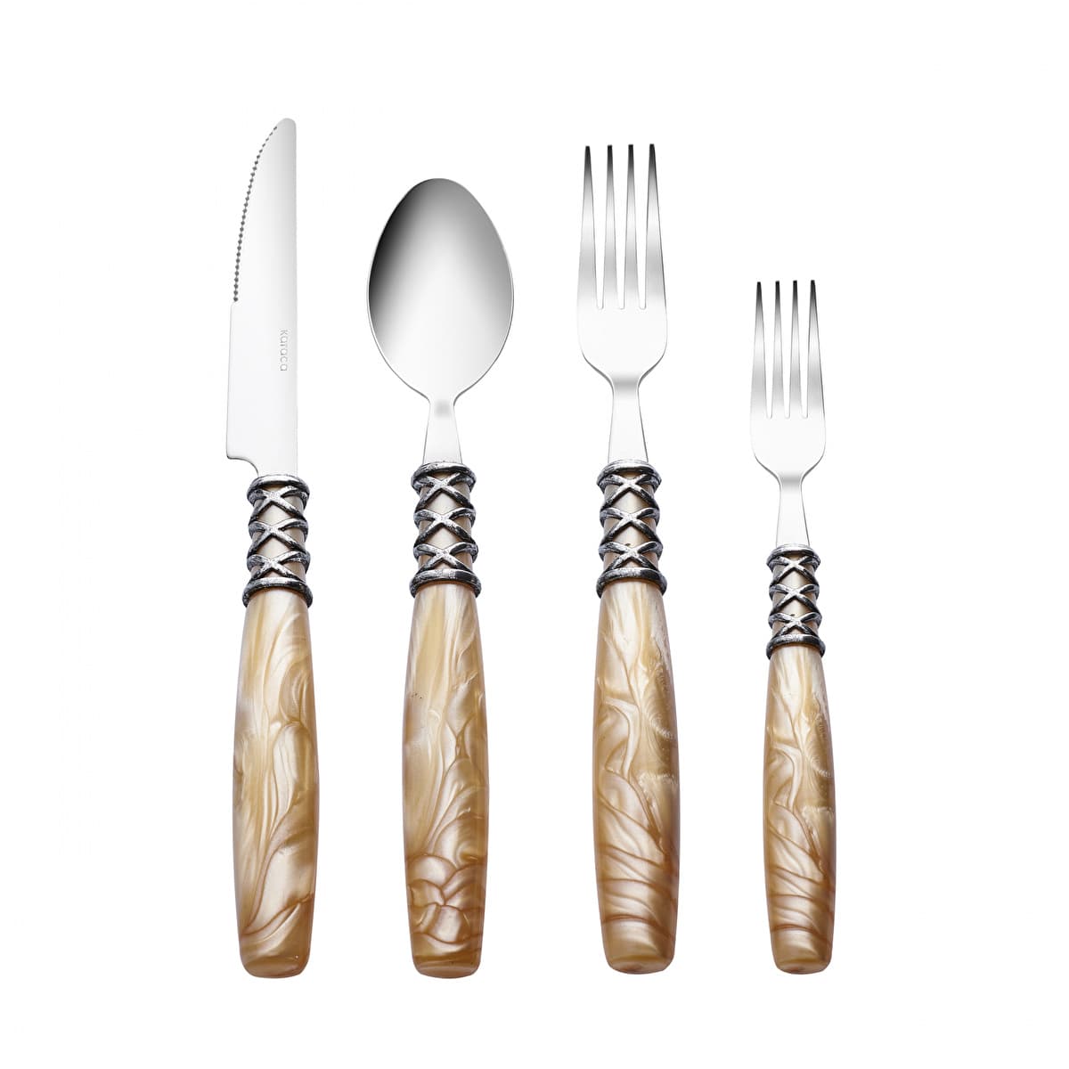 كاراجا لوكاس طقم ملاعق وشوك وسكاكين كريمي 24 قطعة لـ 6 أشخاص