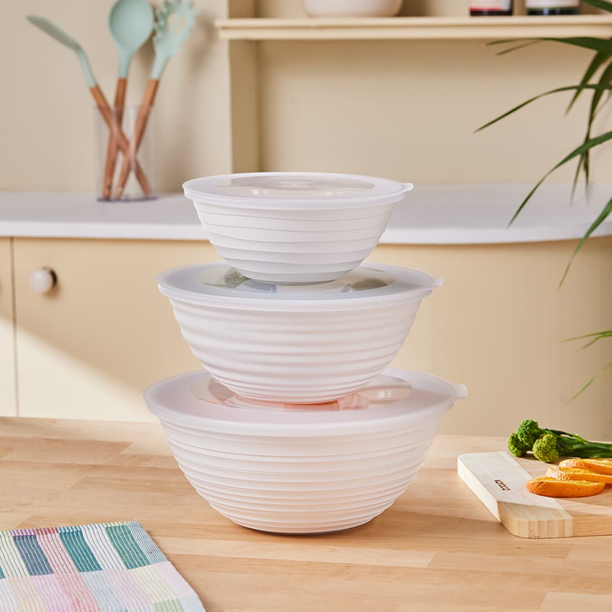 كاراجا رافيني طقم أوعية خلط وتخزين 3 قطع أبيض