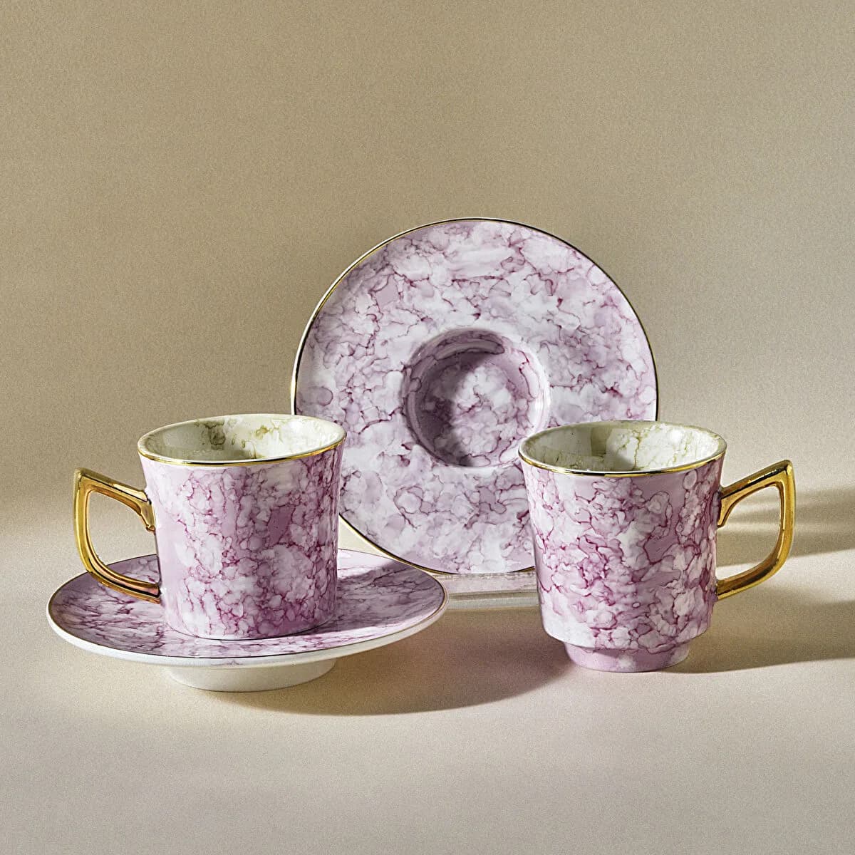 Karaca Parla Coffee Cup Set for 2 Persons 90 ml Pink