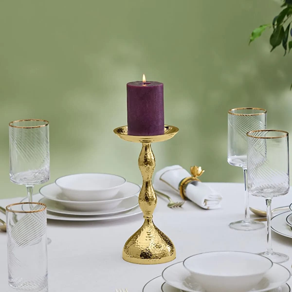 حامل شموع كاراجا هوم أرلين ذهبي 22.7×11.5 سم