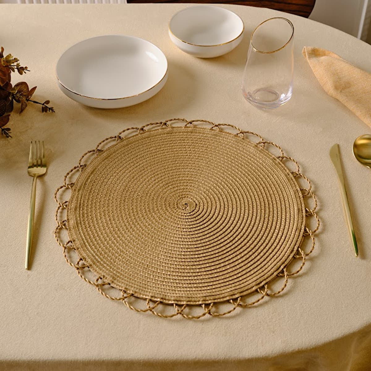 كاراجا هوم كاتي مفرش صحن (بلاس مات) قطعتين لون طبيعي