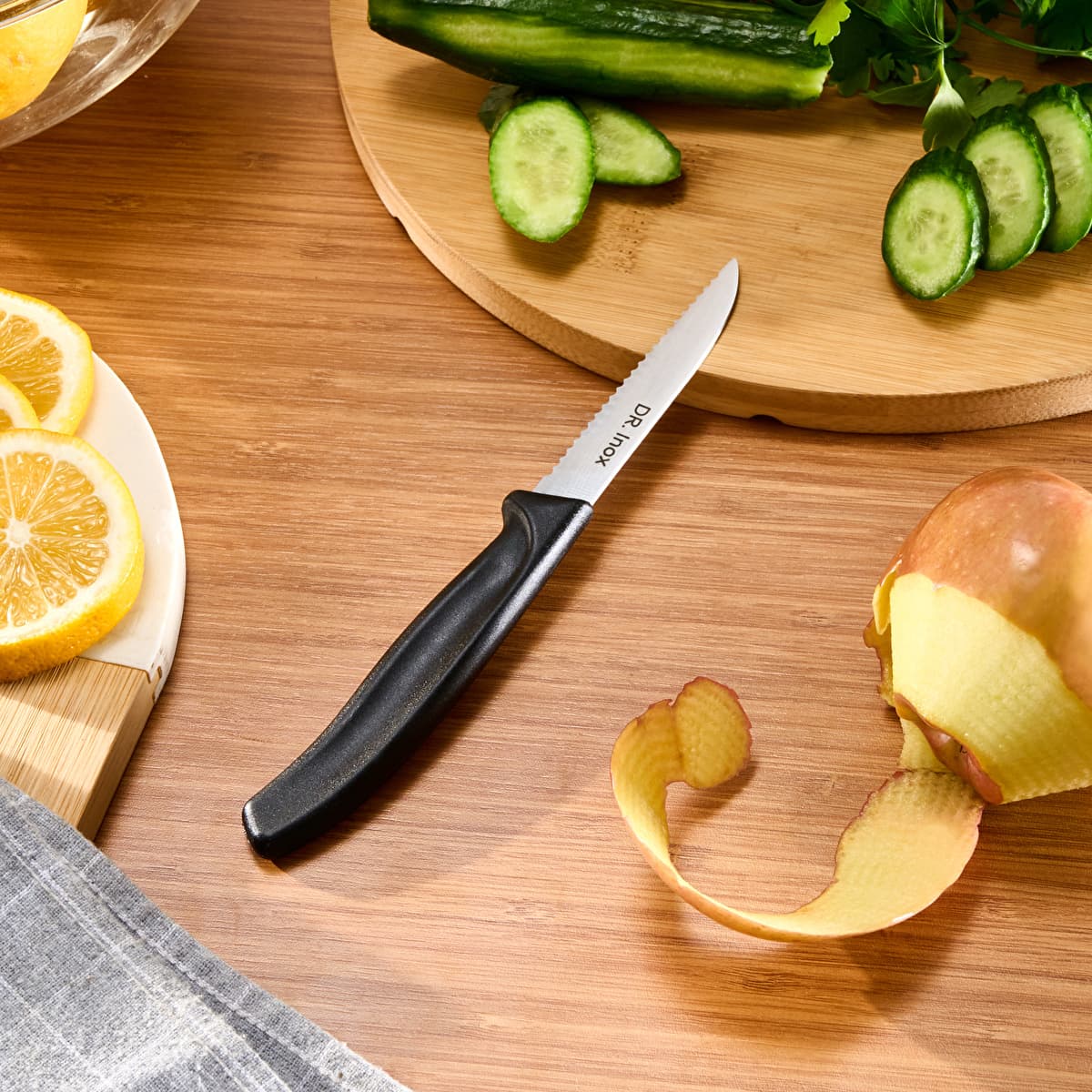 سكين تقشير مشرشر دكتور إينوكس 19 سم أسود