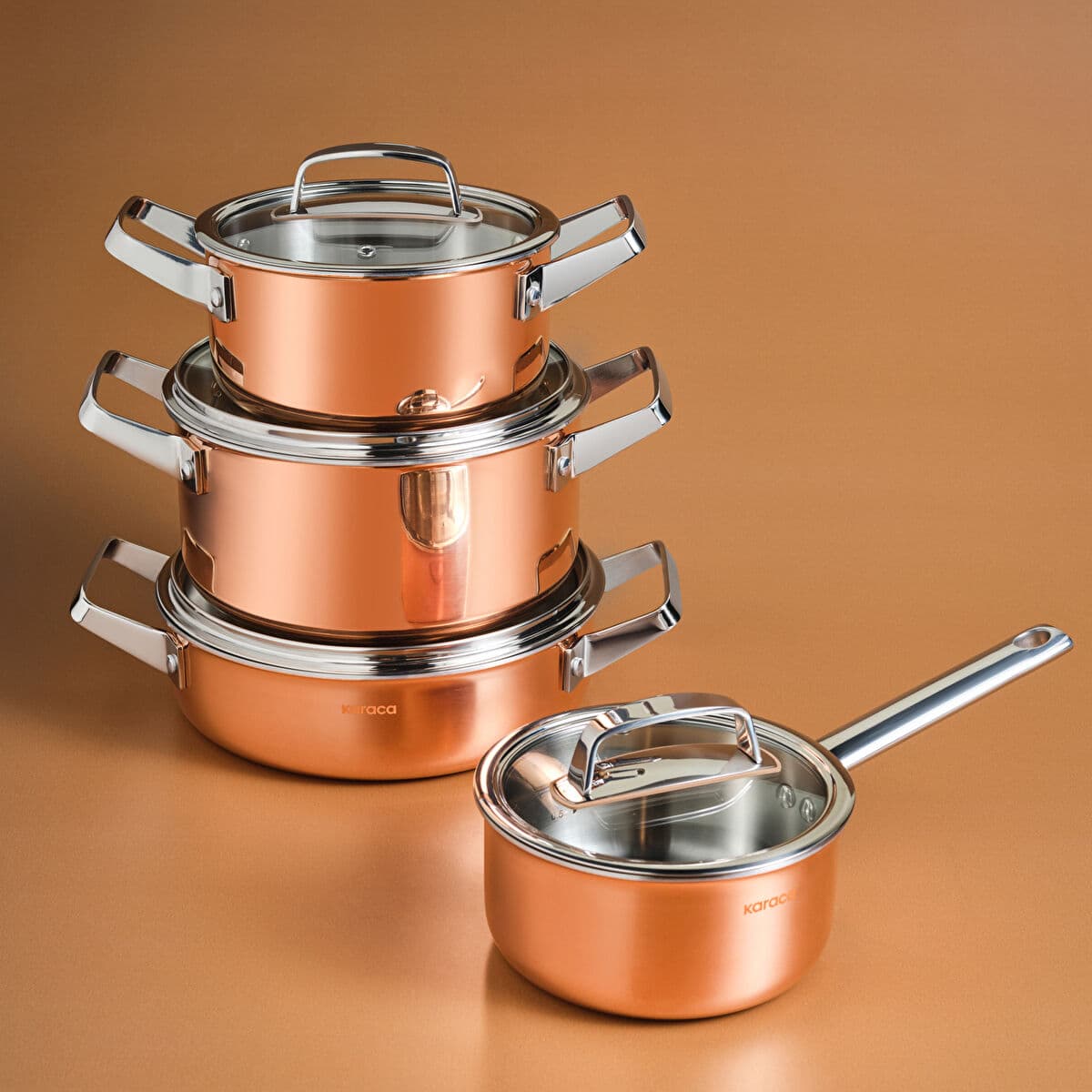 طقم أواني طهي ستيل كاراجا باور ستيل 316+ جاليليو 3 طبقات 8 قطع