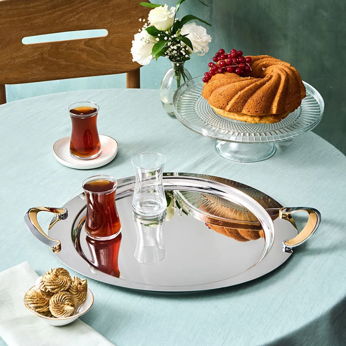 Karaca Serra Round Steel Tray 41 Cm