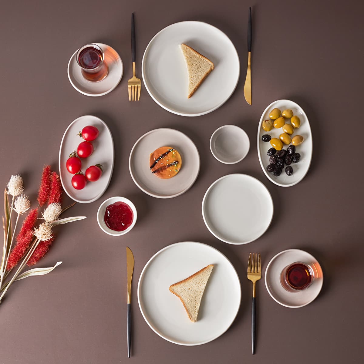 كاراجا كورديليا طقم إفطار/تقديم بورسلين 26 قطعة لـ 6 أشخاص رمادي