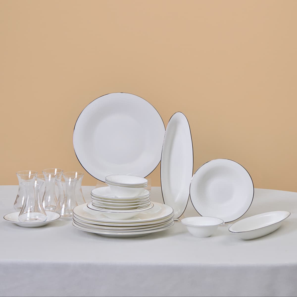 كاراجا فاين بيرل فيم طقم إفطار 26 قطعة لـ 6 أشخاص بلاتينيوم