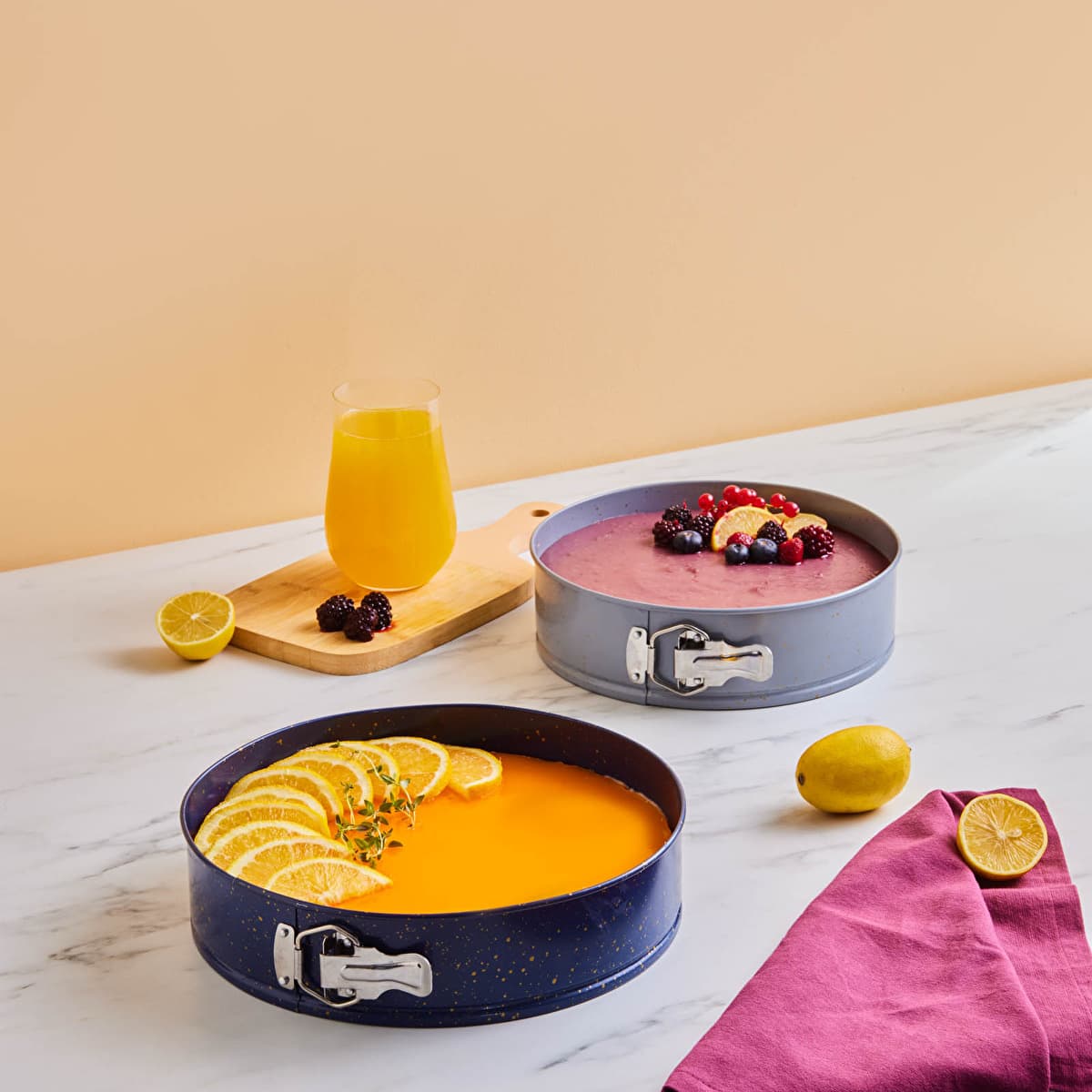 كاراجا سوبر طقم قوالب كيك قطعتين كحلي ورمادي 28/24 سم